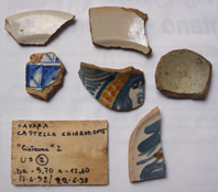 Reperti ceramici ritrovati nel castello di Favara