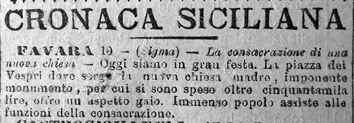 Articolo del Giornale di Sicilia sulla inaugurazione della madrice di Favara