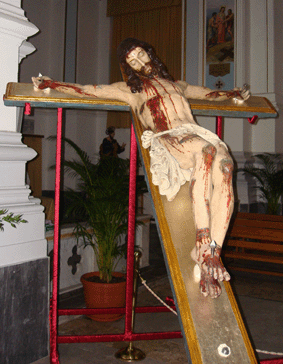 Statua lignea di Gesù Crocifisso nella madrice di Favara, proveniente dall'antica cappella del SS. Crocifisso
